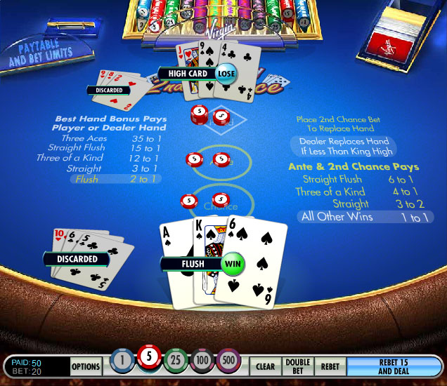 3Card 2nd Chance Poker Online Casino Card Game Strategy