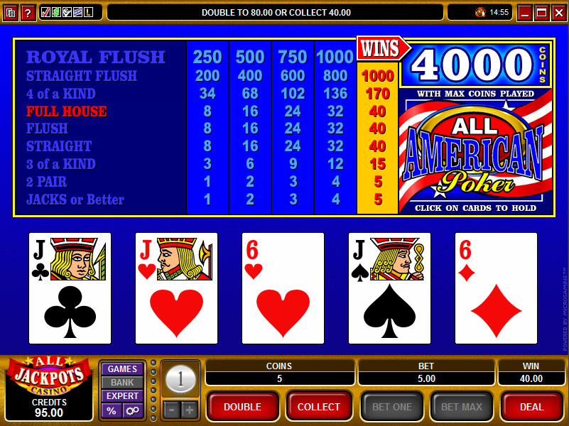 What is the strategy for All American video poker?